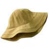 Women Summer Bucket Hat Simple Solid Color Wide Brim Sunscreen Fisherman Cap X7YA1