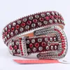 Riemen Western Rhinestone Red For Women Designer Cowgirl Cowboy Bling Diamond Burnded Belt Luxury riem mannelijke ceinture femme