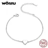 Wostu 100% Real 925 Sterling Silver Love Bracelete Coração Para Mulheres Casamento Lover Braceletes Luxo Jóias Presentes CQB161