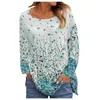 Women's T-Shirt Round Tank Loose Long Neck Sleeve Print Tops Casual Workout Tees Womens Shirts Blouse