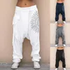 Pantalons pour hommes décontracté taille élastique Baggy pantalon Long Harem Boho taille basse goutte entrejambe rétro ample imprimé pantalon hommes vêtements 2022