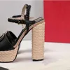 2021 Super Femmes Sandales Sandales Corde de paille Étanche haute Plate-forme Chaussures Lady Pumps Soirée Fête Gladiateurs pour femmes