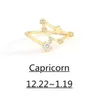 Band Jewelryband Rings Jewelry 12 Constellations Fashion Open Friend Friend Gift Gold Color Diamond Zodiach Ring Drop Drop Drop