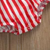 Rompers Infant Baby Girls Romper Summer Star Stripe Heart Independence Day Lace Sleeveless Suspender Jumpsuit Toddler Outfits