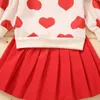 kids Clothing Sets girls outfits Children Love heart print Tops+Pleated skirts 2pcs/set Spring Autumn fashion Valentine's Day baby clothes