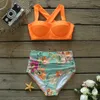 Costume da bagno a vita alta Halter Vintage Retro Bikini Fasciatura Top Push Up Costumi da bagno Costumi da bagno femminili Abbigliamento da spiaggia Biquini 210621