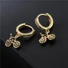 Dangle & Chandelier Unique Design Gold Color Bicycle Drop Earring Fashion Cubic Zircon Wedding Jewelry Femme Bijoux