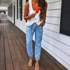 Mulheres jeans casuais mulheres plus size cordão elástico cintura solta denim longa calças compridas