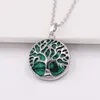 Pendentif arbre de vie en pierre naturelle colorée, Agate oeil de tigre, chaîne en argent, bijoux pour cadeau