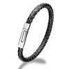 Charm Bracelets Style Leather Rope Woven Bracelet Stainless Steel Magnetic Buckle Real Lovers