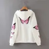 Mulheres HSA camisetas Meninas Zipper Moletons Hoodies Harajuku Borboleta Impressão Casual Cardigan Cardigan Senhoras de Manga Longa Top 210430