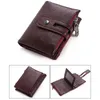 Wallets 2021 RFID Leather Men's Coin Purse Wallet Short Small Retro High Quality Double Zipper Design