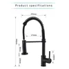 Rozin Matte Black Kitchen Faucet Deck Mounted Mixer Tap 360 Degree Rotation Stream Sprayer Nozzle Kökshandtag Kallkapslar 211108