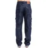 Vomintmens Jeans Cargo Denim Byxor Regular Loose Fit Multi Fickor Klassisk Tvättad Militär Slitage Storlek 38 40 42 V7A1J012 211008