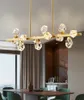 Люстра льда Кубик Современная гостиная алмазная кристаллическая лампа прямоугольник из латуни золото крытое освещение лофт обеда для дома декор