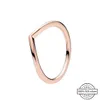 Autentisk 925 Sterling Silver Rose Golden Shine Bone Ring for Women Gift Fashion Jewelry