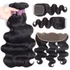 32 36 Human Virgin Hair Straight Bundles With Lace Closure Frontal Brazilian Weave Weft Body Natural Water Deep Wave Jerry Afro Kinky Curly Wet And Wavy 10A Grade