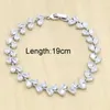 Klassische Weiße Wolken Silber Farbe Schmuck Sets Für Frauen Ohrringe Ringe Halskette Anhänger Zirkon Armband H1022