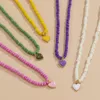 Collier ras du cou bohémien en perles faites à la main pour femmes, Simple, mode sauvage, doux, coloré, pendentif en forme de cœur, bijoux cadeau