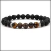 Beaded, Strands Armband Smycken Chakra Lava Rock Beaded För män Kvinnor Natural Healing Crystal Nce Stone Tiger Eye Beads String Chains Bang