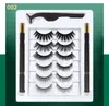 Makeup 3D mink 6Pairs/Set Glue-free False Eyelashes with Tools Eyelash Tweezers/2pcs Self-adhesive eyeliner Full Kit