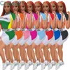 Женщины Scestsuits Двухструктурные брюки Установить дизайнер Сексуальные контрастные буквы напечатанные с короткими рукавами футболки Леггинсы наряды повседневные пробежки