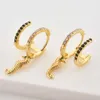 Andywen 925 Sterling prata ouro preto claro círculo earcuff cair brinco hipopótamo animal dois clipes de joalheria de luxo 210608