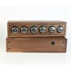Relógios da mesa de mesa em-4 / QS30 Brilho Digital Eletrônico Tubo Clock Black Walnut Madeira Sólida DIY Retro com Controlador Remoto ornamentos