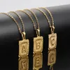 Mode Alphabet Style Rectangle Pendentif Colliers Initiales A À Z Lettres Plaque Charme Avec Motif De Fond Dorure Collier En Gros