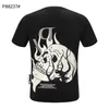 PHILLIP PLAIN Maglietta da uomo SKULL PP Motivo geometrico Estate Casual Tee Fashion Ins Style Top Streetwear Allentato Sport di alta qualità Hip-hop Mature Trendy T-shirt 01