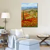 Wall Art Girasole Pittura Paesaggio moderno Campo di papaveri rossi Tela a olio fatta a mano Bellissimi fiori Opera d'arte per la decorazione domestica