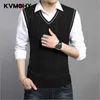 Kazak erkekler İlkbahar Sonbahar Erkek Kolsuz Kazak Erkek Ceket Slim Fit Rahat Örme Artı Boyutu Yün Kazak Yelek Y0907