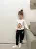 Children designer Sports clothing sets 2021 baby girls letter cartoon printed long sleeve sweatshirts Tops +printed Trousers 2pcs suits kids Casual outfits S1688