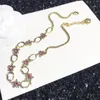 Colar com pingente floral de strass rosa elegante cristal feminino letras joias pingentes colares para presentes de aniversário de namorados 255t