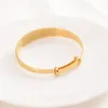 4PCS 18 k Fine Solid THAI BAHT G/F Yellow Gold Bangle Women Middle Bracelets Heart Love Bracelet Adjustable Jewelry