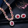 Свадебные ювелирные изделия CZ Кубический цирконий Кристалл асфальтированные элегантный цветок кулон ожерелье серьги для женщин вовлечения вечеринки