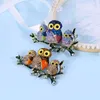 Pines, Broches Wulibaby Rhinestone Family Owls for Women Fashion Stand Branch Bird Party Office Brooch Pin Regalos