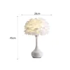 Feather Tafellampen Slaapkamer Bedlampjes Nordic Girl Netto Rood Armatuur Tafeldecoratie Warm Romantisch Werk Bureaulamp Deco Maison