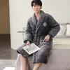 Gecelik erkek pijama Kış Üçlü Kaşmir Uzun Mercan Kadife CottonBathrobe Sonbahar / Kış Sıcak