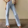 Korean Burr Denim Wide Leg Pants Autumn Winter Women's High Waist Floor Straight Loose Slim Mopping Jeans woman pants 210514