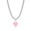Design 925 Sterling Silver Beads Necklaces For Women Jewelry With Pink Blue Red Black Color Enamel Heart Necklace Wholesale 240225