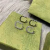 Full Diamond Letter Charm Earrings Double Alphabet Studs Rhinestone Earndrops Girl Crystal Danger med presentförpackning287m