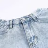 Runway Streetwear Frauen Denim Regenschirm Rock Shorts Sommer Mode Sexy Hohe Taille Rüschen Saum Tasche Jeans Y2K Kurze Hose 210722