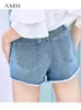 Minimalism Summer Women's Shorts Streetwear Embroidery Straight Pants Causal 100%cotton Jeans 11970268 210527
