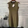 Gold Button Designers Women Dresses Vest T Shirts Letter Print Ladies Sexy Slim Tight Dress258H