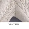 Wesay Jesi Women's Sweater Za Cardigans för kvinnor Strikkad Tjock Lös Lantern Sleeve Pearl Button Short Sweet Lazy Style 211218