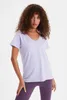 Trendyol 100 coton Jersey simple col en V T-shirt tricoté de base TWOSS20TS0129 2021 Mode Vêtements pour femmes T-shirt d'été T-shirt décontracté Y0629