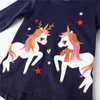 Salto metri Arrivo Manica lunga Animali T-shirt per ragazze Autunno Primavera Unicorno Applique Moda Abbigliamento per bambini 210529