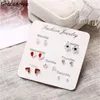 Stud 6piars / pack vintage alliage d'argent cristal strass petites boucles d'oreilles pour femmes mignon métal fleur coeur or boucle d'oreille ensemble mixte