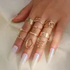 S2659 Fashion Jewelry Knuckle Ring Set Gold Geometric Hollow Heart Moon Snake Stacking Rings Set 10pcs/set